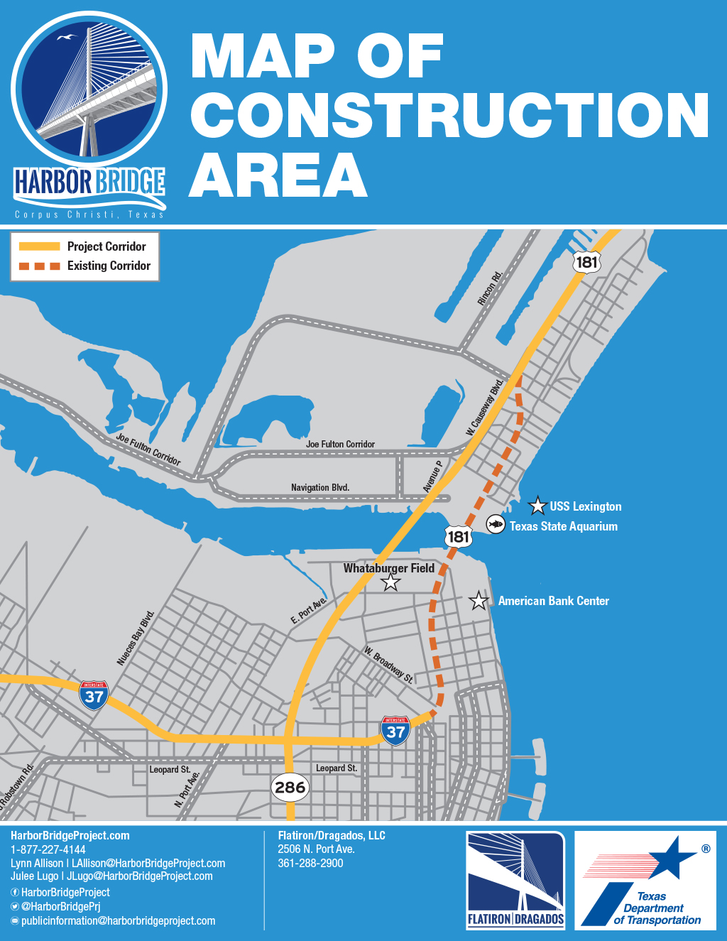 Harbor Bridge Project - Map of Construction Area